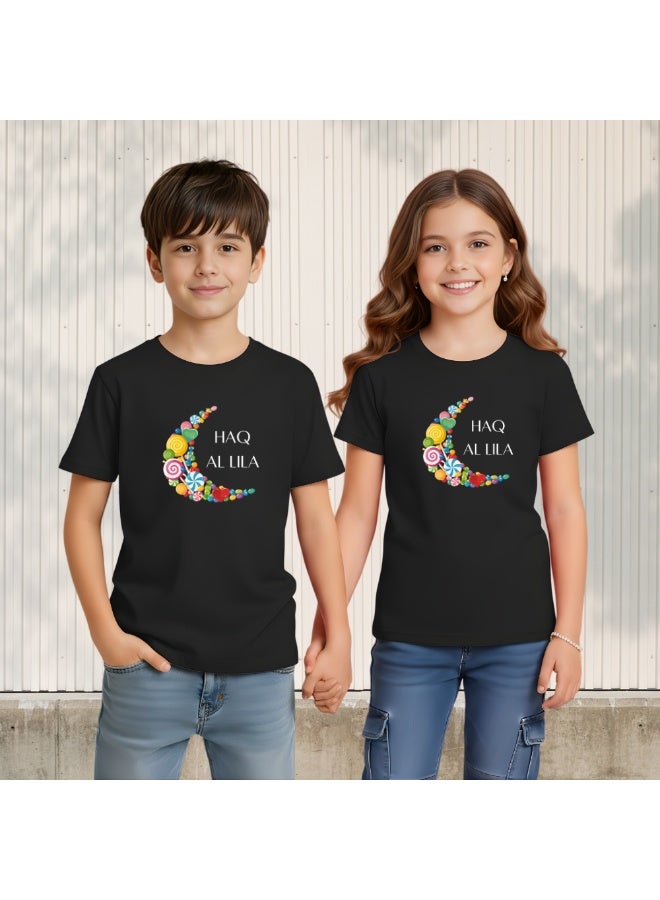 PRINTSHOP4ME Haq Al Laila Kids Unisex Tshirt-Round Neck Tshirt For Boys And Girls|Cotton Fabric Tshirt|Ramadan Festival Tshirt|Half Sleeve Tshirt - Image 2